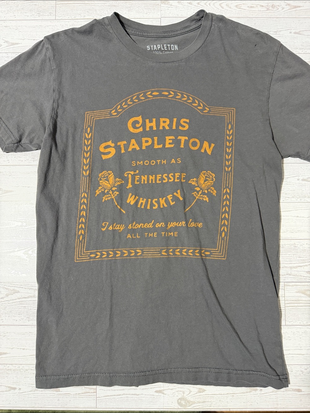 Chris Stapleton Tennessee Whiskey Graphic Tee — Gray with Gold Print